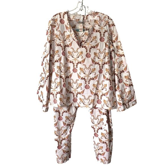 NEW Bedhead Pajamas Set Womens Size Small Seashells Cotton Made in USA Coastal